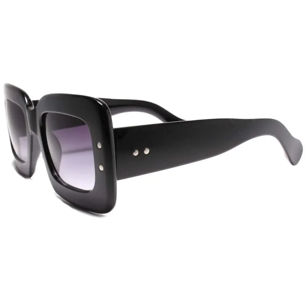 Oversized Black Rectangle Sunglasses Thick Frame Unisex